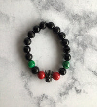 Load image into Gallery viewer, RED GREEN YELLOW AND BLACK BEADED BRACELETS