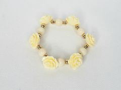 Cream & gold flower bracelet