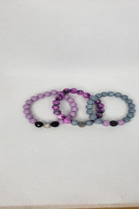 3pc beaded purple black & gray set