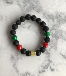 RED GREEN YELLOW AND BLACK BEADED BRACELETS