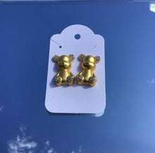 Load image into Gallery viewer, Rhinestone CZ Teddy Bear Stud Earrings
