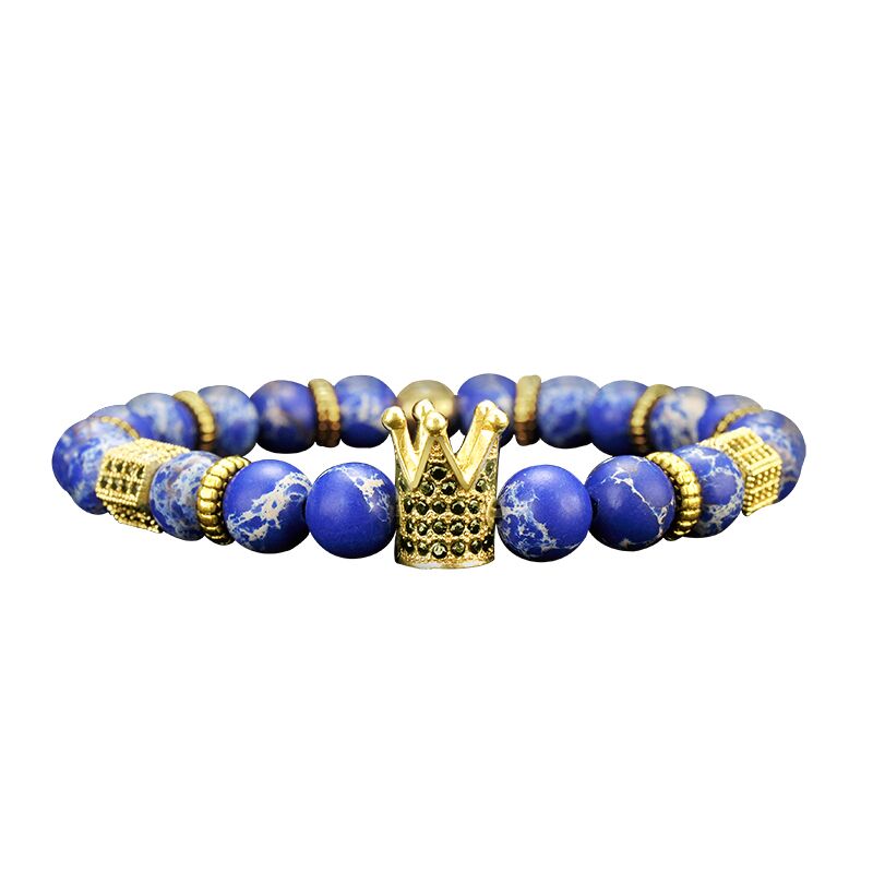 UNISEX LAPIS IMPERIAL JASPER CROWN BRACELET