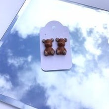 Load image into Gallery viewer, Rhinestone CZ Teddy Bear Stud Earrings

