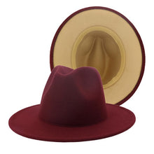 Load image into Gallery viewer, Two Tone Women &amp; Men Wide Brim Fedora Hat
