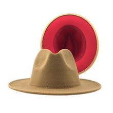 Load image into Gallery viewer, Two Tone Women &amp; Men Wide Brim Fedora Hat
